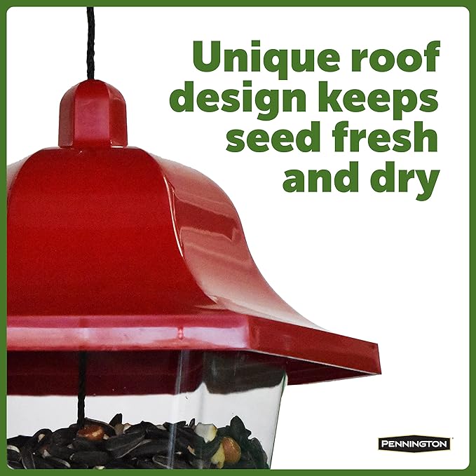Pennington Songbird Lantern Bird Feeder, Red, 8 inches high 6 inches Wide at top, (100511311) (Pack of 2)