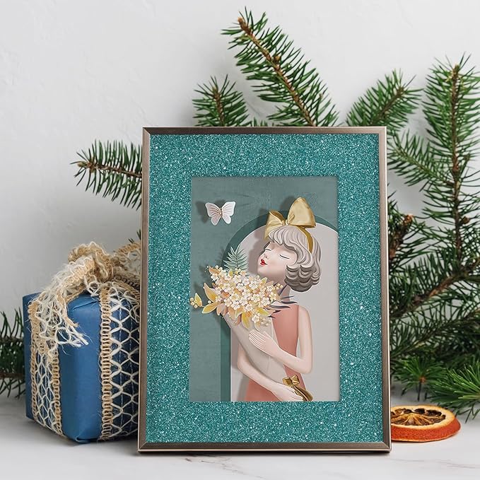 CRE8TIVE 8"x354" Teal Blue Glitter Wallpaper Stick and Peel Wall Border Fabric