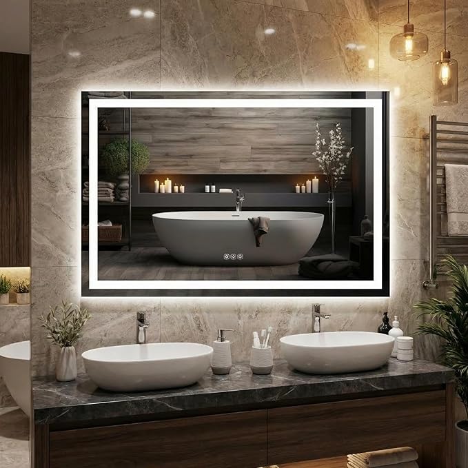 LED Bathroom Mirror 45 x 30 inch, Lighted Bathroom Vanity Mirror