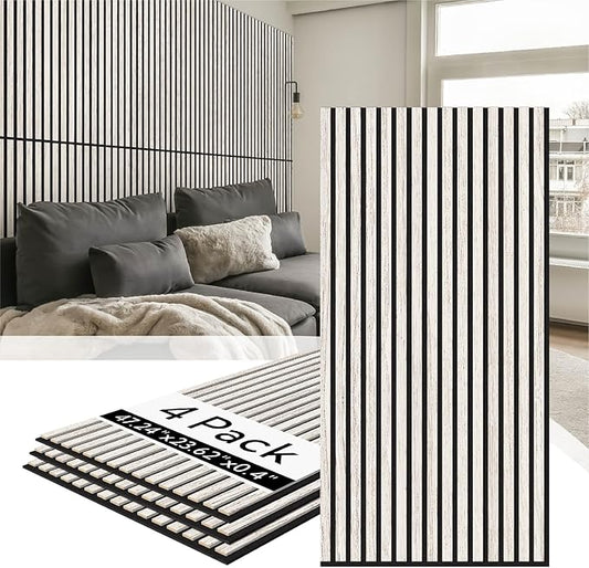 Olanglab Wood Slat Wall Panels 4 Pack, Acoustic Wall Panels, 47.24'' x 23.62"