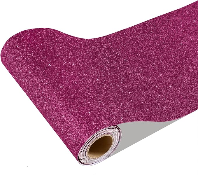 CRE8TIVE Deep Pink Glitter Wallpaper Border 8"x354" Shiny Glitter Wallpaper
