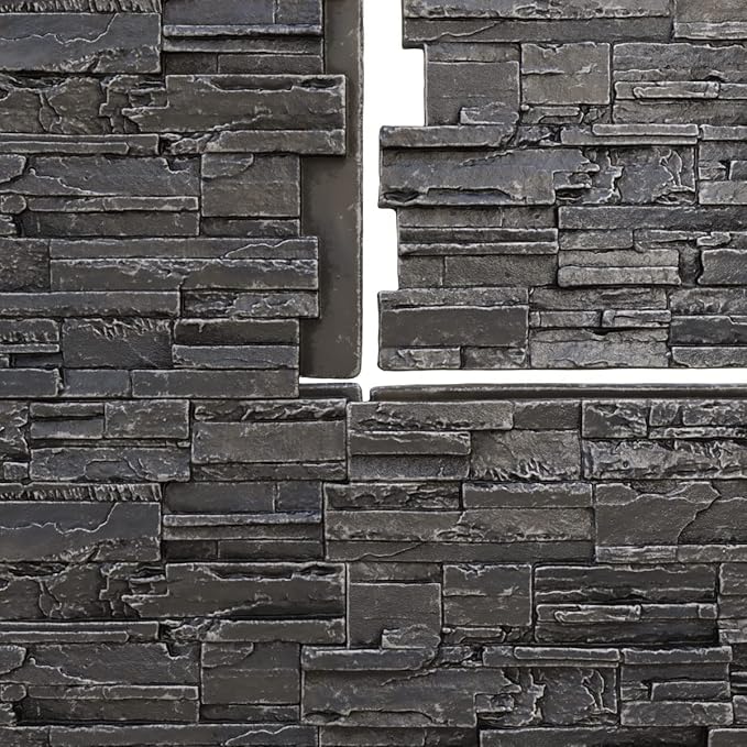 EverStone Cascade Faux Stone Panel, 48 5/8"W x 24 3/4"H x 1 1/4"D, Dark River