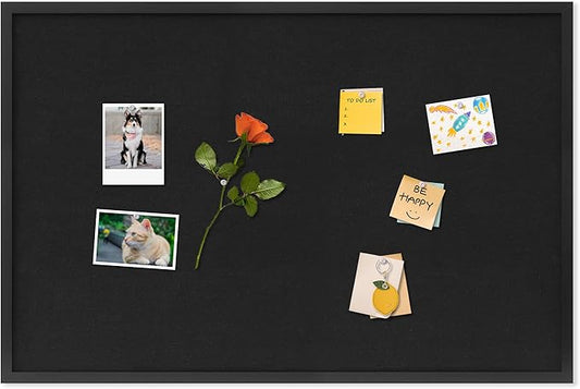 DAHAPYBOO Cork Board with Linen Black, Bulletin Board 36"x24", Corkboards