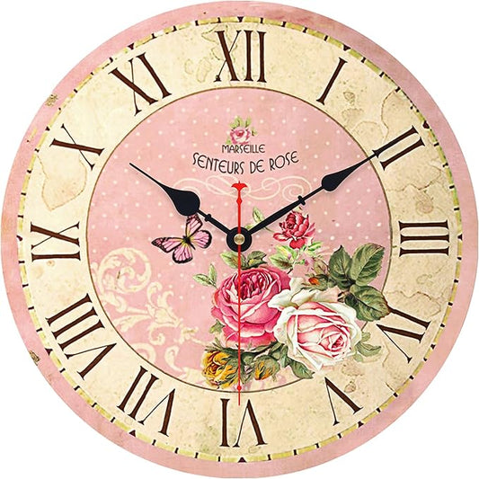 VIKMARI Home 14 Inch Battery Operated Silent Non-Ticking Vintage Wall Clock