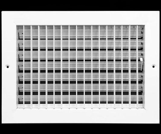 HVAC Premium 12''w X 8''h Adjustable AIR Supply Diffuser - HVAC Vent Cover Sidewall or Ceiling - Grille Register - High Airflow - White [Outer Dimensions: 13.75''w X 9.75''h]