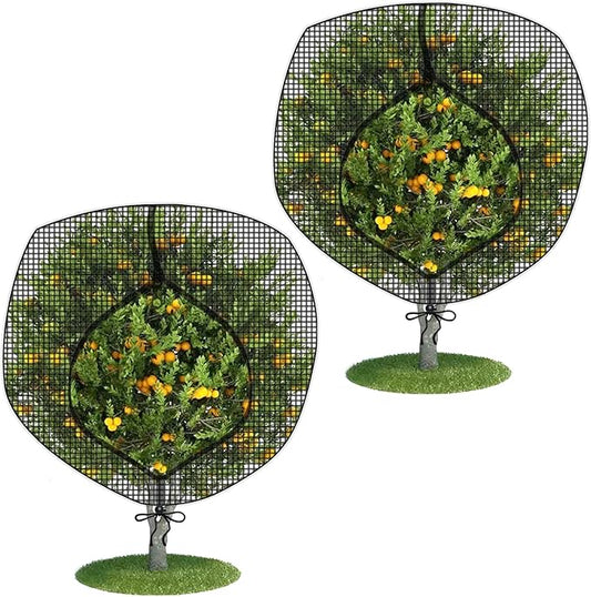 Fruit Tree Netting Covers with Zipper to Protect from Squirrels and Birds Large Netting for Fruit Trees Net Protection, Black, 10' x 13', 2 Pack
