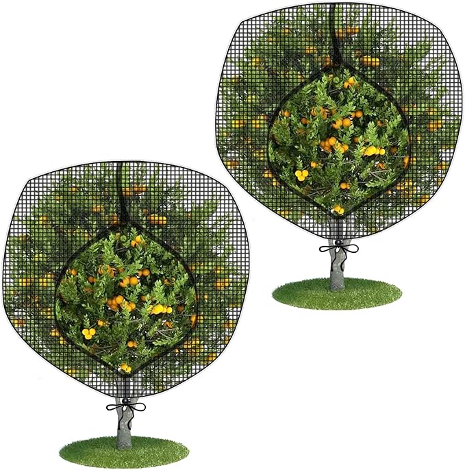 Fruit Tree Netting Covers with Zipper to Protect from Squirrels and Birds Large Netting for Fruit Trees Net Protection, Black, 10' x 10', 2 Pack