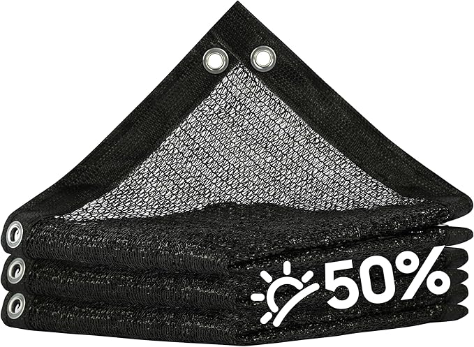 ShadeMart 50% Shade Cloth for Plant, Black 8FT x 9FT Custom Size Outdoor Shade Tarp, Shade Cover with Upgrade Grommets and Zip Ties, Netting Sunblock Net for Vegetables Flower Garden Greenhouse.