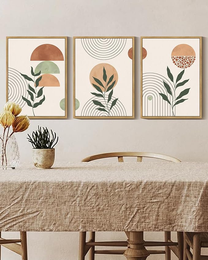 PHOPAGO Boho Wall Art Sage Plant Botanical Bohemain Framed Wall Printing