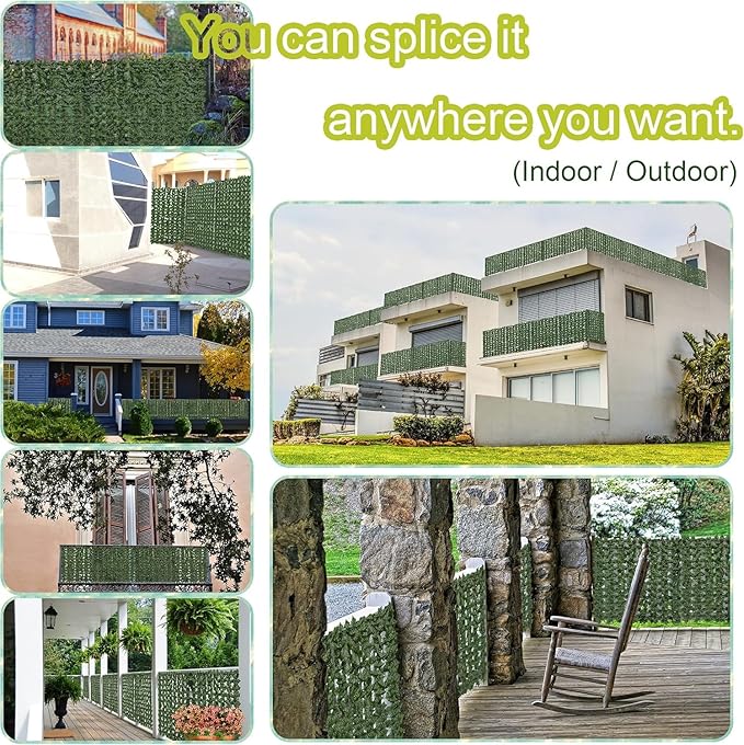 Artificial Ivy Privacy Fence Screen: 80 "x 120" Anti-Ultraviolet Artificial