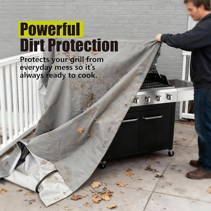 YSPACE Grill Cover Heavy Duty Waterproof 64 Inch, 3–4 Burner Gas BBQ Grill Cover, UV & Fade Resistant, Fits Weber, Char-Broil, Brinkmann, Jenn Air, Nexgrill 3-4 Burners Barbecue, Brown