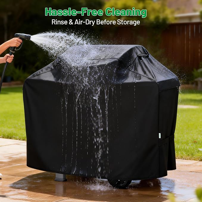 Grill Cover 50 Inch, Heavy Duty Waterproof BBQ Grill Cover for Outdoor Grill with Windproof Straps/Air Vents & Handles, Barbecue Gas Grill Cover for Weber, Char-Broil, Nexgrill, Black