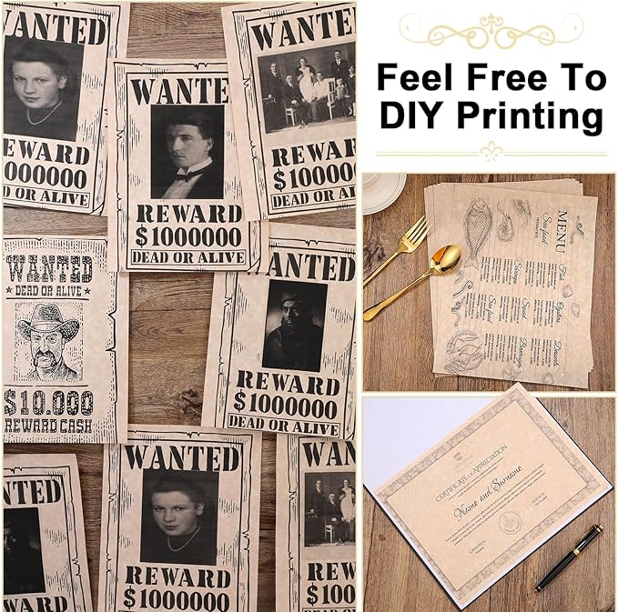 Epakh 200 Sheets Old Age Parchment Paper 8.5 x 11 Inch Standard Letter Vintage Colored Old Parchment Semblance Double Side Printing Paper(Dark Beige)