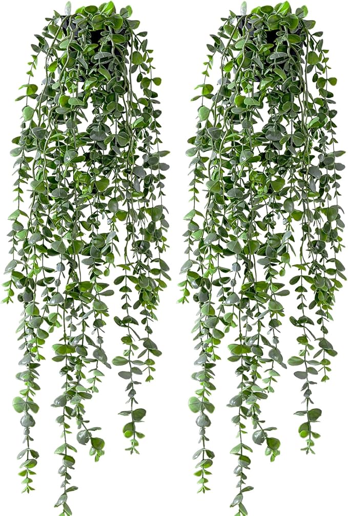 Artificial Hanging Plant 2 Pcs Faux Plant Ivy Vine Faux Eucalyptus Vines Fake