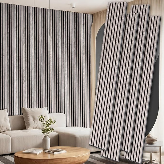 4 Pack Wood Panels for Wall, 106.3" × 11" Wood Slat Acoustic Panels for Wall