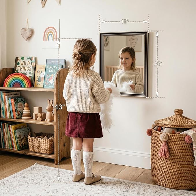 Retro Copper Effect Framed Wall Mirror, 16x20 Rectangle Mirror,
