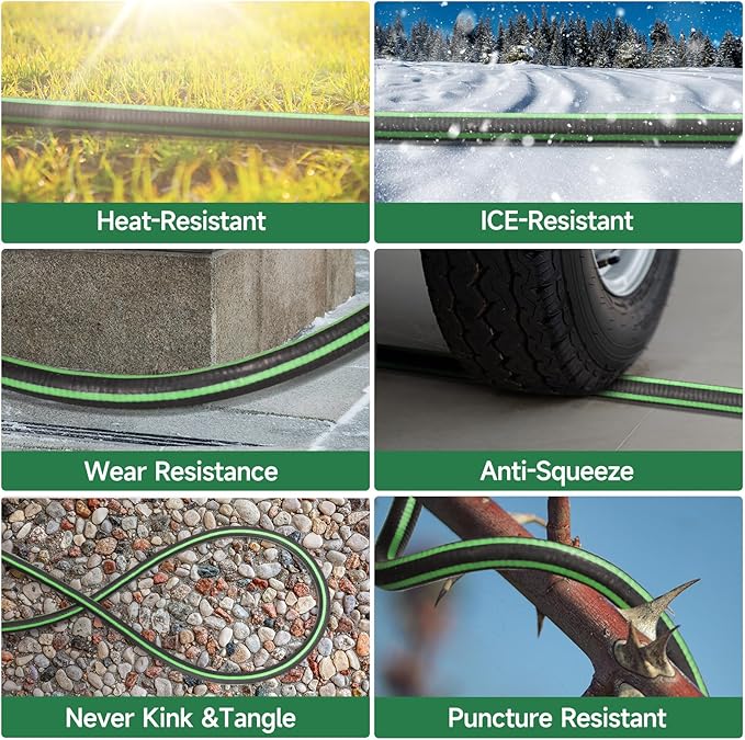 Garden Hose 75 ft Non-expandable Water Hose Flexible Durable 5 Layers TPV No Kink Lightweight Hybrid Hoses Heavy Duty with 3/4’’ Fittings-10 Way Nozzle Collapsible Outdoor Pipe for Yard Lawn