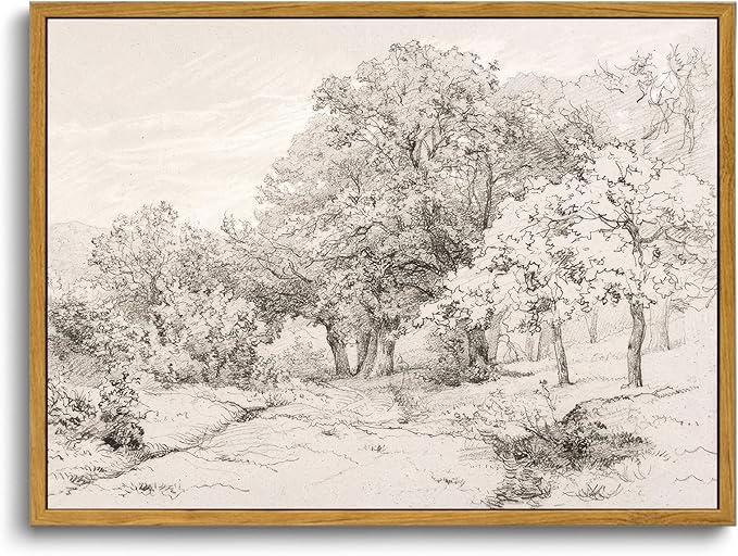 OIQArtOIQ Vintage Landscape Canvas Wall Art Framed Natural Scenery Painting