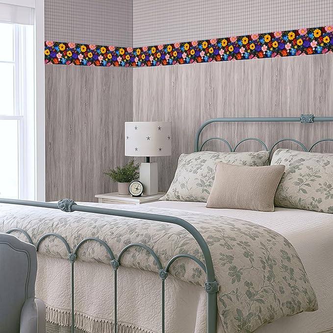 Colorful Floral Wallpaper Border 196x4 Inch Peel and Stick Wall Border