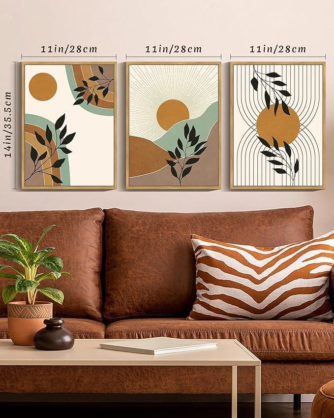 PHOPAGO Boho Wall Art Sage Plant Botanical Framed Wall Printing 11x14in
