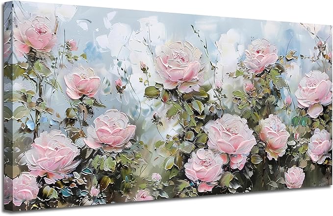 Ardemy Flower Wall Art Canvas Art Wall Decor, Floral Painting Textured Picture