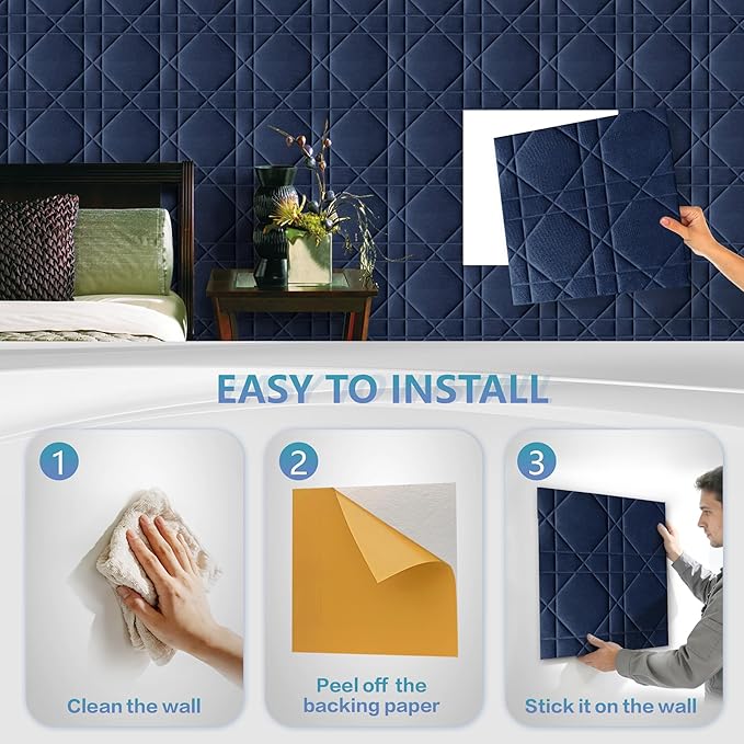 Velvet 3D wall Panels for Interior wall Decor Peel and Stick, Soundproof