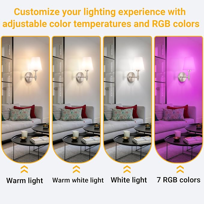 Vimhou Peel and Stick Wall Sconces, Stick On Wall Sconce Set of 2, Battery