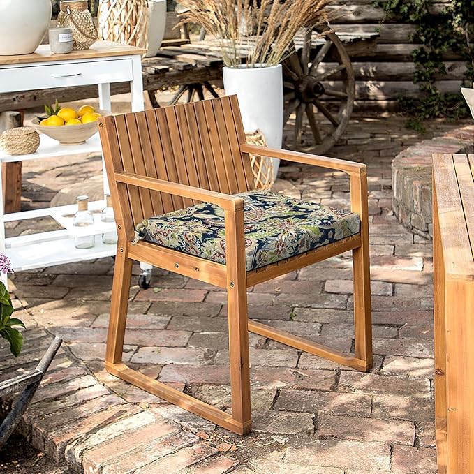 LVTXIII Outdoor Chair Cushions, Fade-Resistant Patio Furniture Cushions Outdoor Chair Pads with Ties for Dining Chairs and Garden Furniture Use, 18.5"x16"x2" 2 Pack, Paisley Sapphire Blue