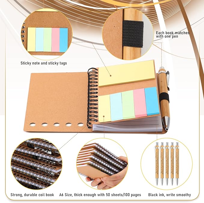 Jetec Inspirational Notebooks Bulk Spiral Notebook with Sticky Notepad Motivational Pens Valentines Day Gifts for for Employee Coworker Nurse Staff Teacher Nurse Volunteer(12 Sets,Amazing)