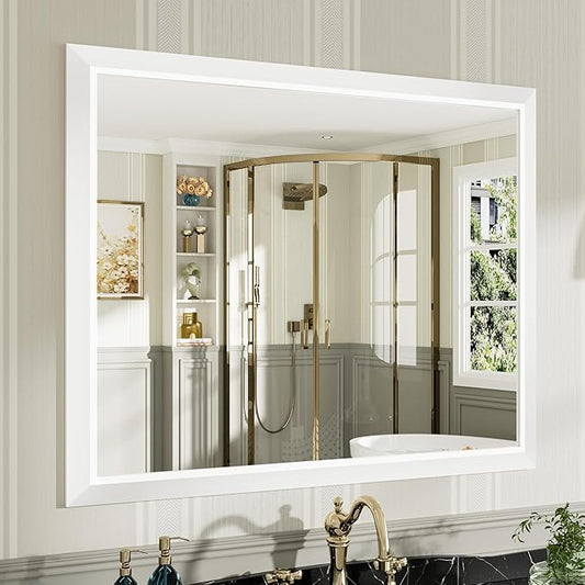 40x32 Inch White Bathroom Mirror