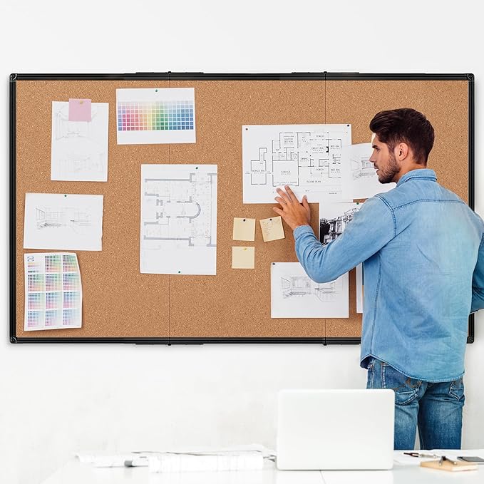 Extra Large Cork Bulletin Board 96" X 48", Foldable Notice Pin Board