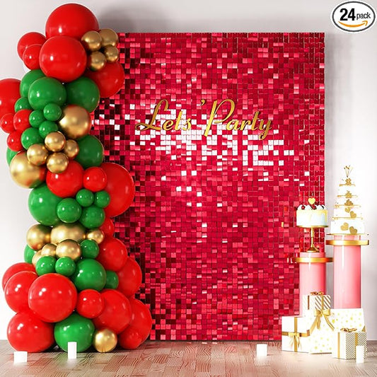 COKAOBE Red Shimmer Wall Backdrop, Photo Backdrops