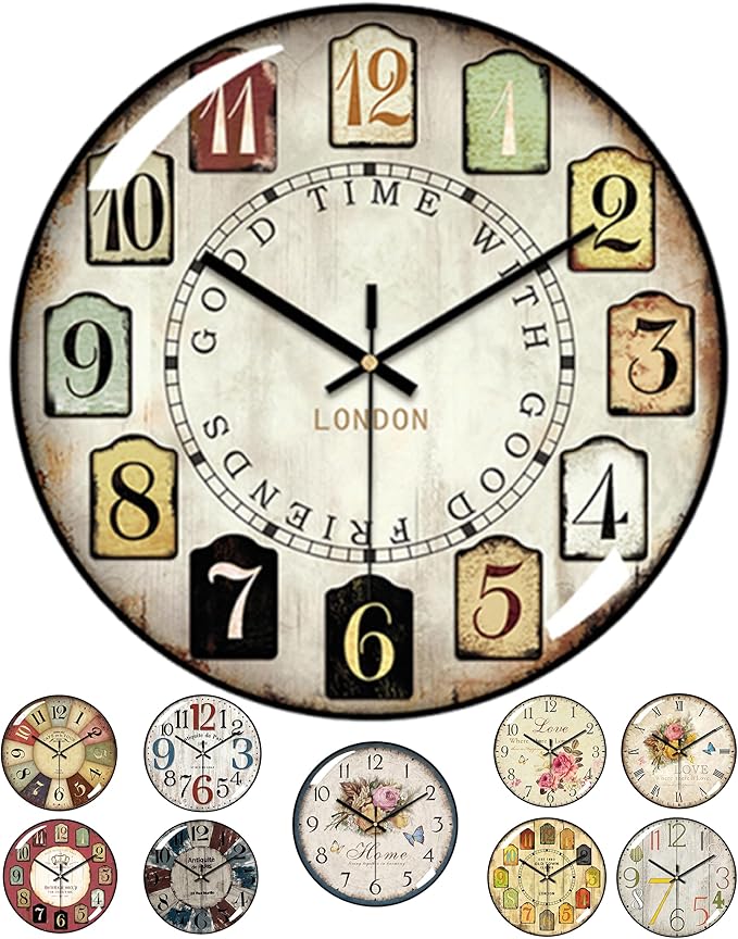 Decorative Wall Clocks Batterys Operated, Retro Wall Clock