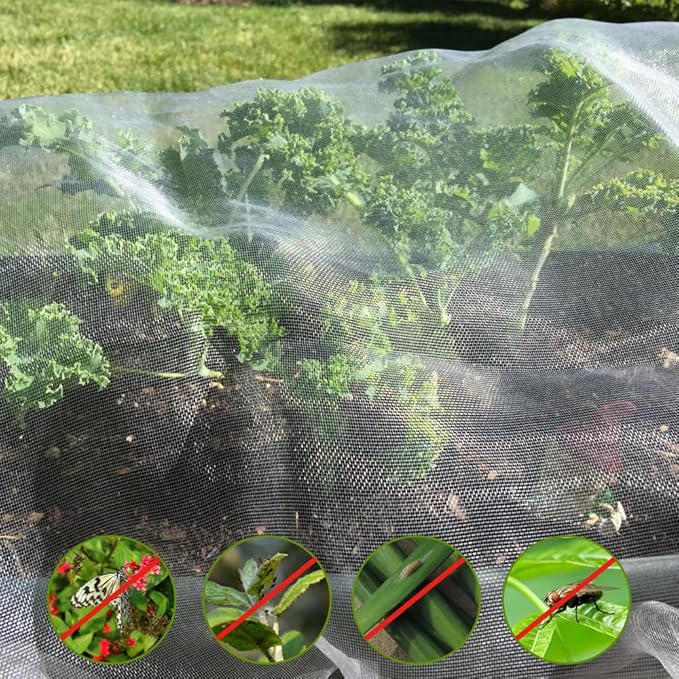10X10Ft Garden Netting Pest Barrier – Ultra Fine Mesh Netting Plant Covers & Row Cover, Protects Vegetables, Fruits, Flowers from Mosquitoes, Insects, Birds, Deer & Squirrels