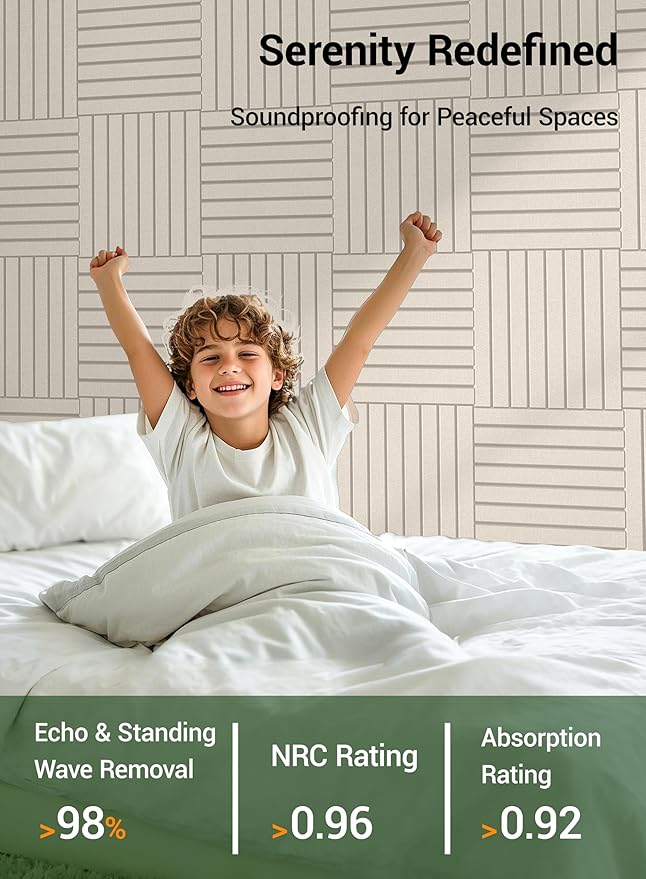 Waister 12 Pack Soundproof Wall Panels, 0.47 inch Thicker High Density Acoustic