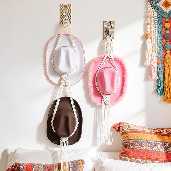 Boho Foldable Wall Hooks: Decorative Wooden Coat Hooks 2Pack Mounted