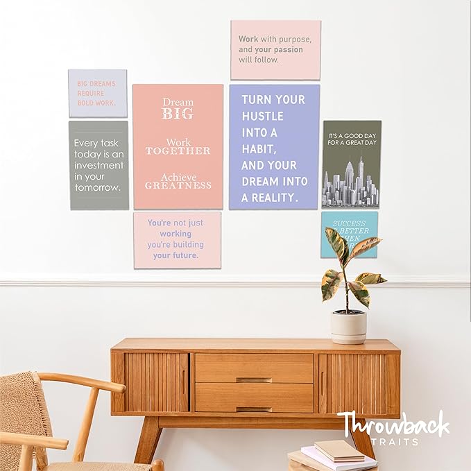 Office Motivational Canvas Wall Art Set of 8