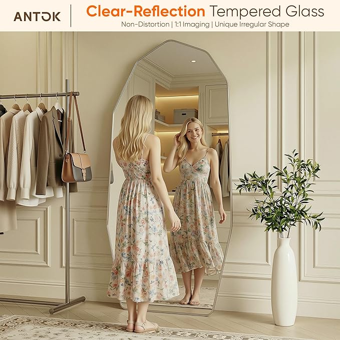 Antok Full Length Mirror, Free Standing Wall Mounted or Leaning Full Body Mirror
