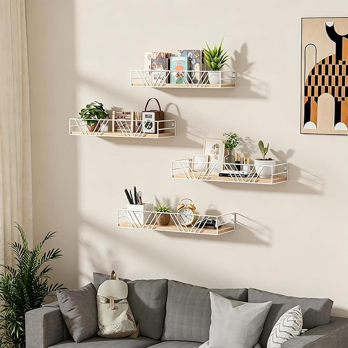 Floating Shelves for Wall, 4 Sets Rustic Wall Mounted Shelves