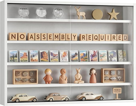 5-Tier Wall Mounted Display Cabinet, No Assembly Required Ready to Use Out of