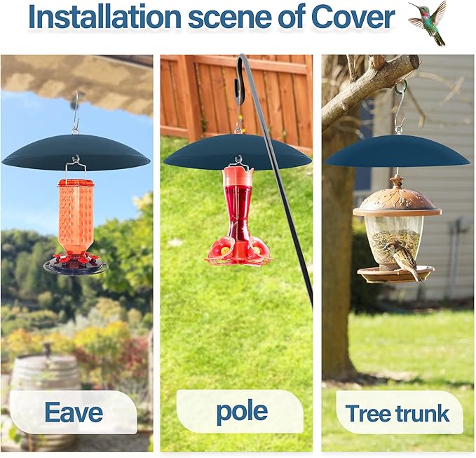 Bird Feeder Dome Guard,Squirrel Baffle for Hanging Feeder,13-Inch Cover for Shepherd's Hook in the Outdoors,Smart Birds Feeder's Umbrella(Blue), 1 Pack