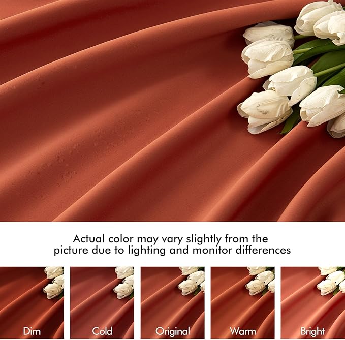 MIULEE Back Tab Burnt Orange Blackout Curtains 108 Inch Long 2 Panels Set