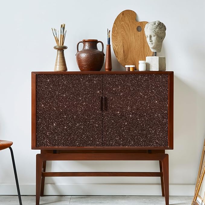 CRE8TIVE Dark Brown Glitter Wallpaper Border Peel and Stick Wall Border 8"x80"