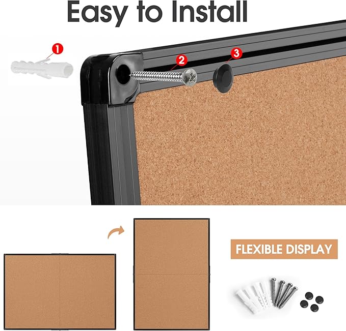 Extra Large Cork Bulletin Board 60" X 48", Foldable Notice Pin Board