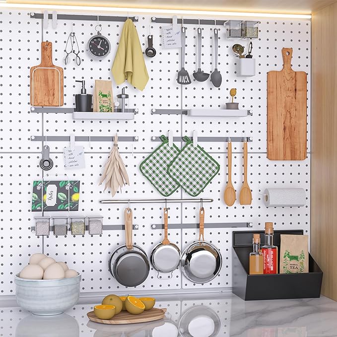 Peg Board, 16”×16”Large Heavy Duty Metal Pegboard Panels
