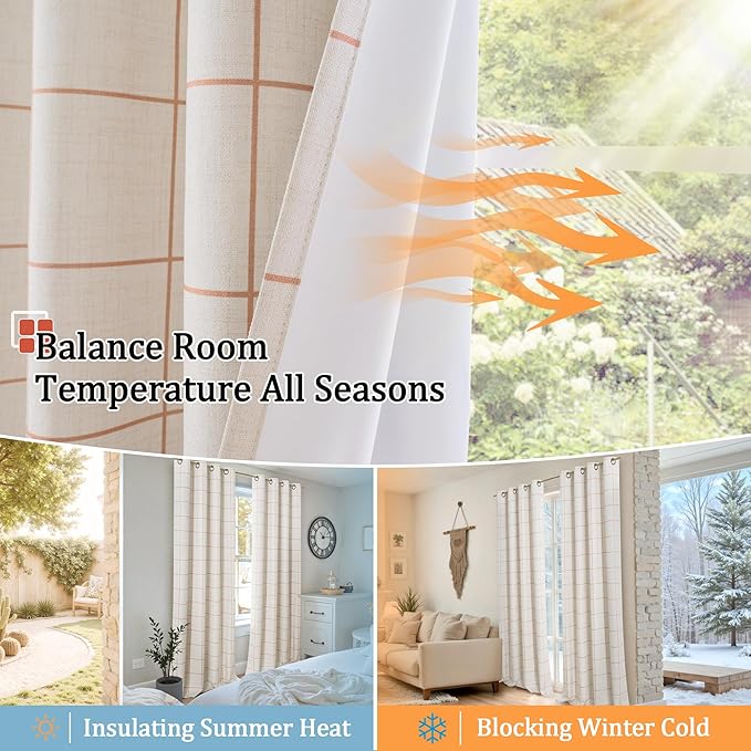 Lajode Plaid Patterned Curtains Thermal Insulated