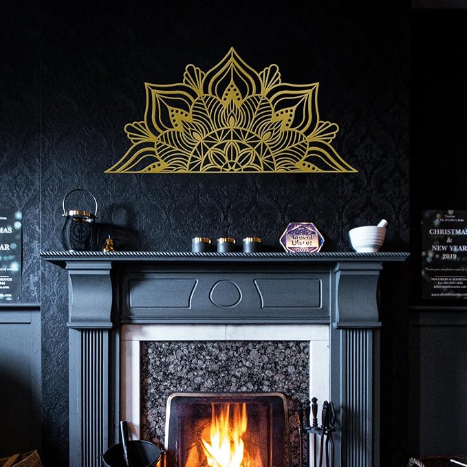 Resama Large Metal Mandala Wall Art, Unique Lotus Flower Wall Decor Artwork, Suitable for Office and Home Indoor and Outdoor Decoration (Gold)