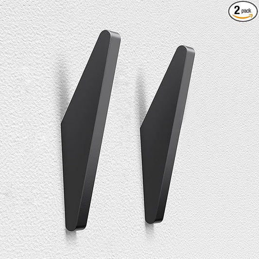 COCOYA 2Pack Metal Wall Hooks, Minimalist Coat Hooks Matte Black Simple Modern