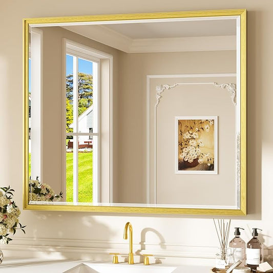 Keonjinn 42" x 36" Gold Mirrors