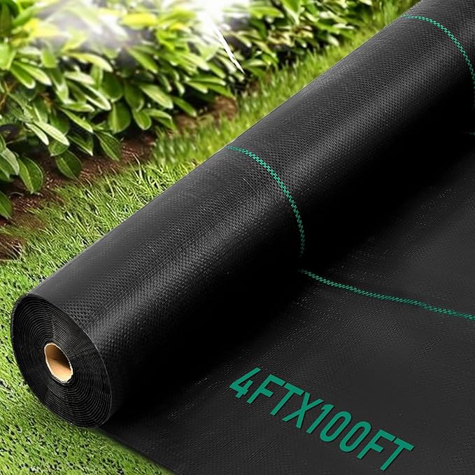 KAKO 4Ft x 100Ft Weed Barrier Fabric Heavy Duty Weed Barrier Landscape Fabric, Garden Fabric Weed Barrier, Ground Cover Weed Barrier Weed Cloth for Garden Fabric, Landscaping Fabric, Driveway Fabric